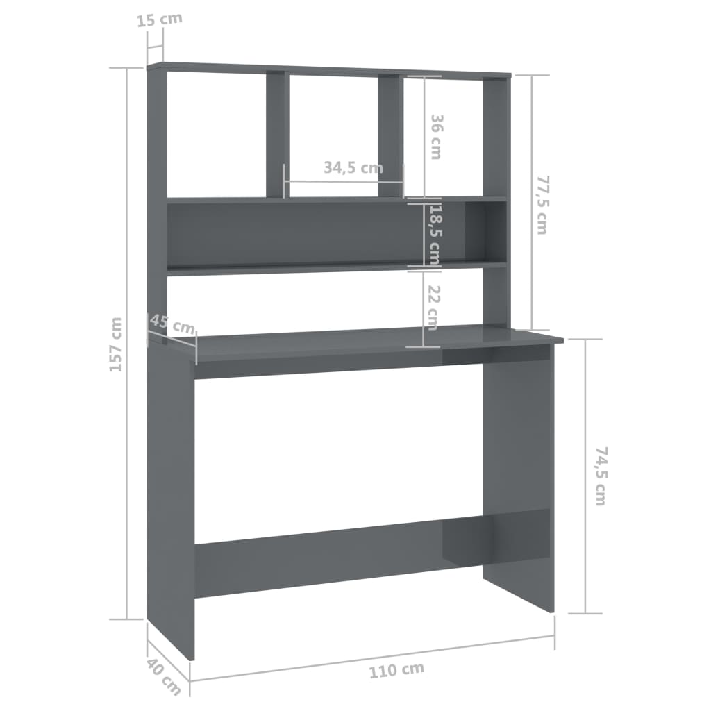 Schreibtisch mit Regalen Weiß 110x45x157 cm Holzwerkstoff
