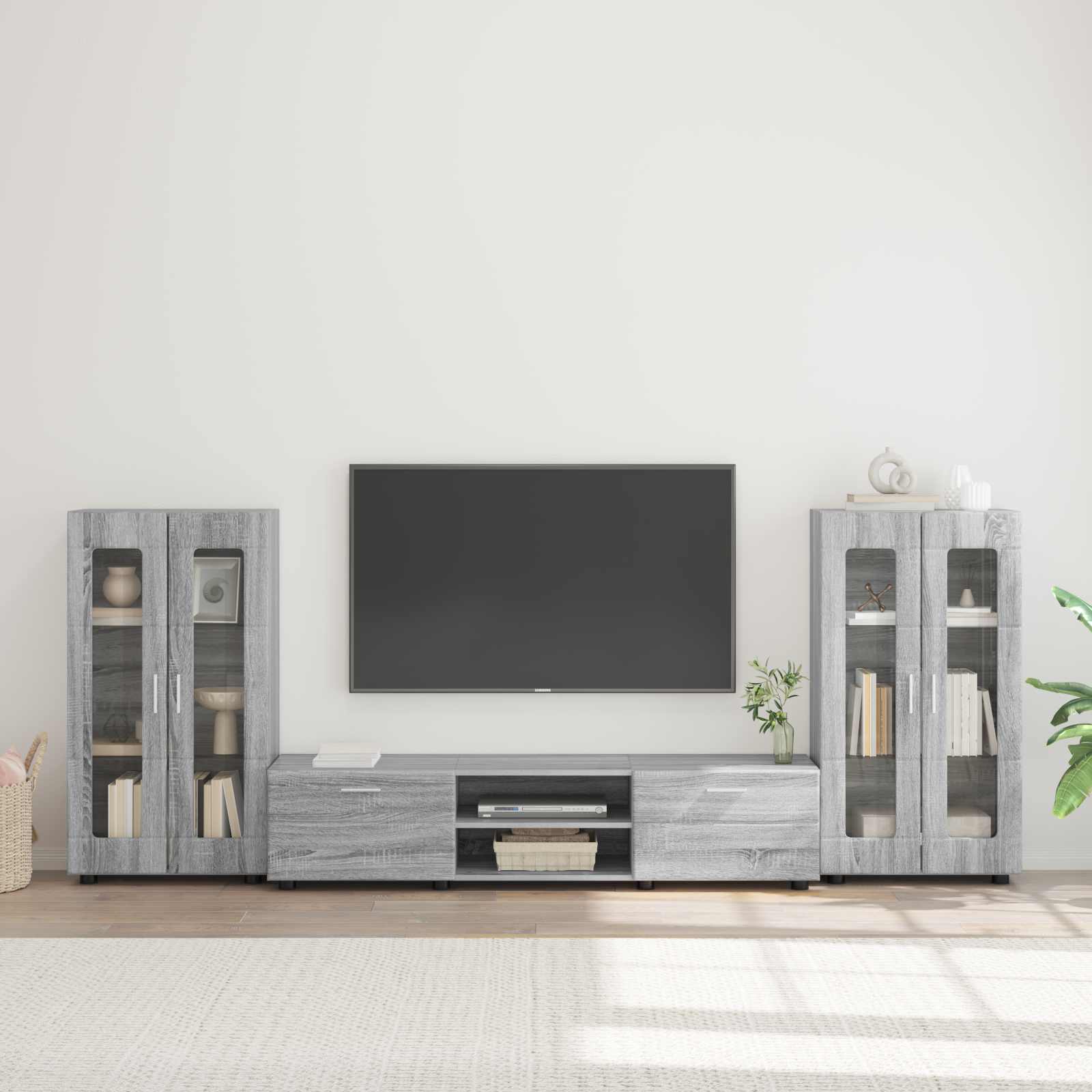 Highboard mit Regal FLORIN Weiß 60 x 35 x 182 cm Holzwerkstoff
