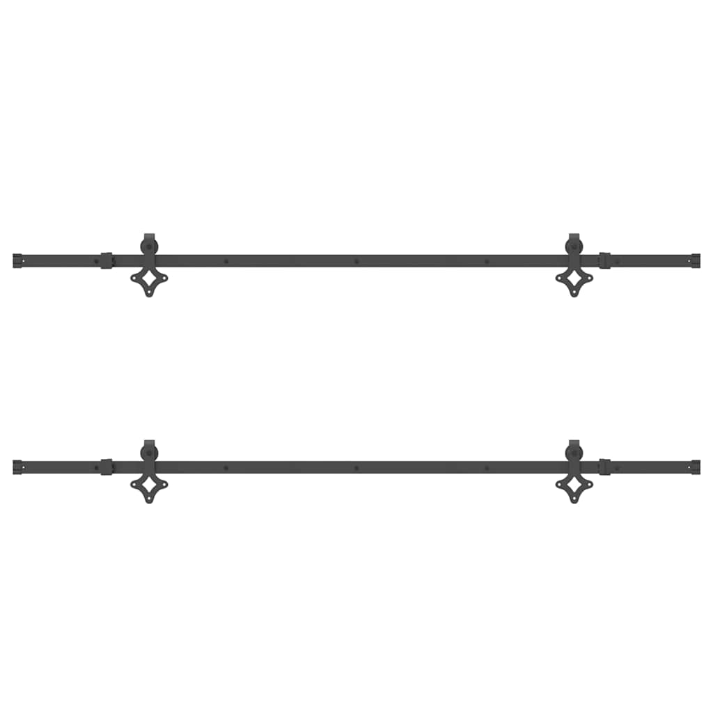 Schiebetürbeschlag-Set 152,5 cm Stahl Schwarz