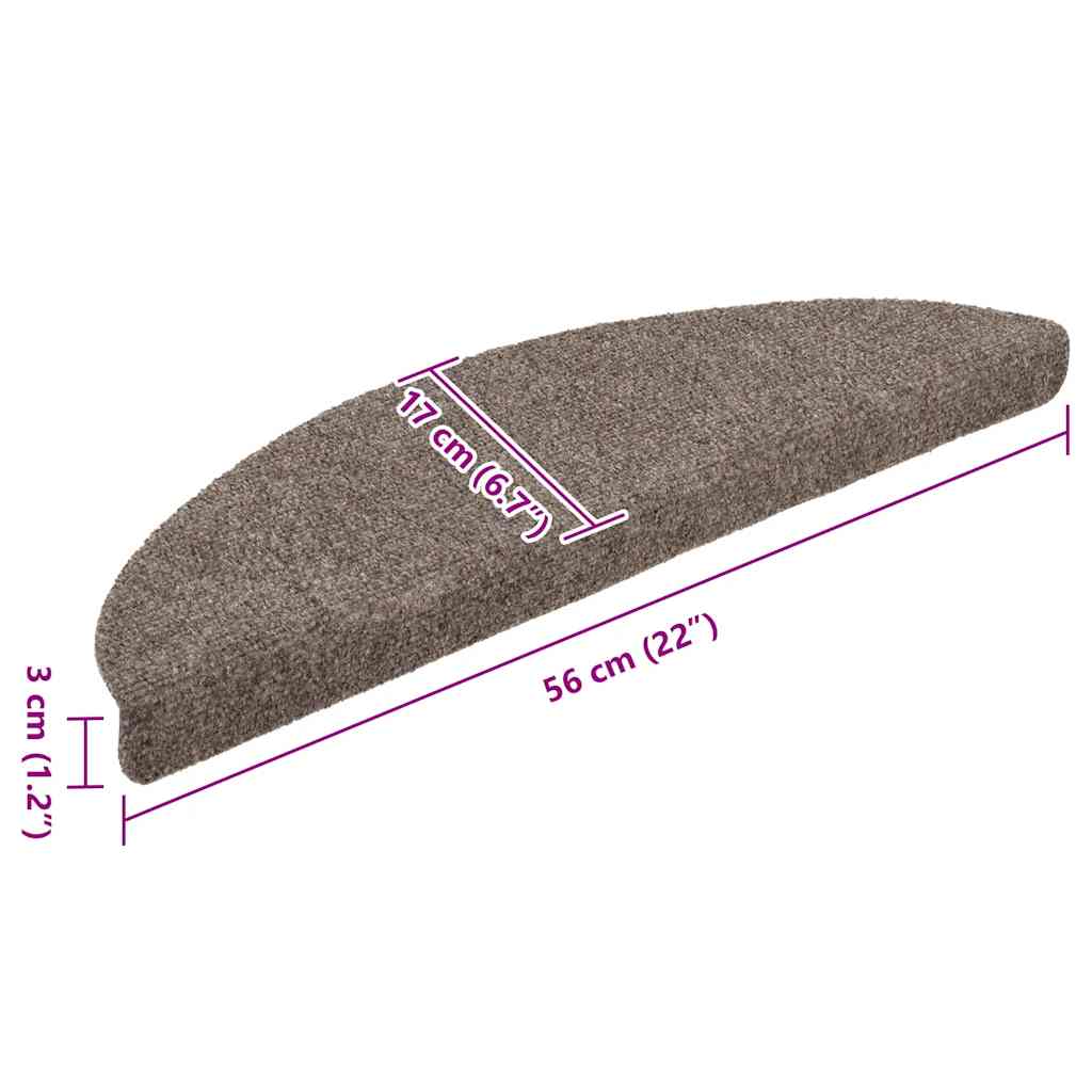 Stufenmatten Selbstklebend 15 Stk. 56x17x3 cm Hellbraun Halbrund