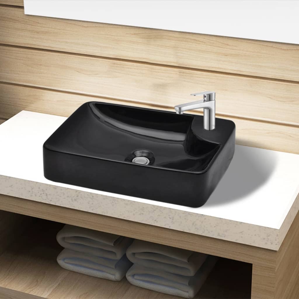 Keramik Waschbecken mit Hahnloch weiß