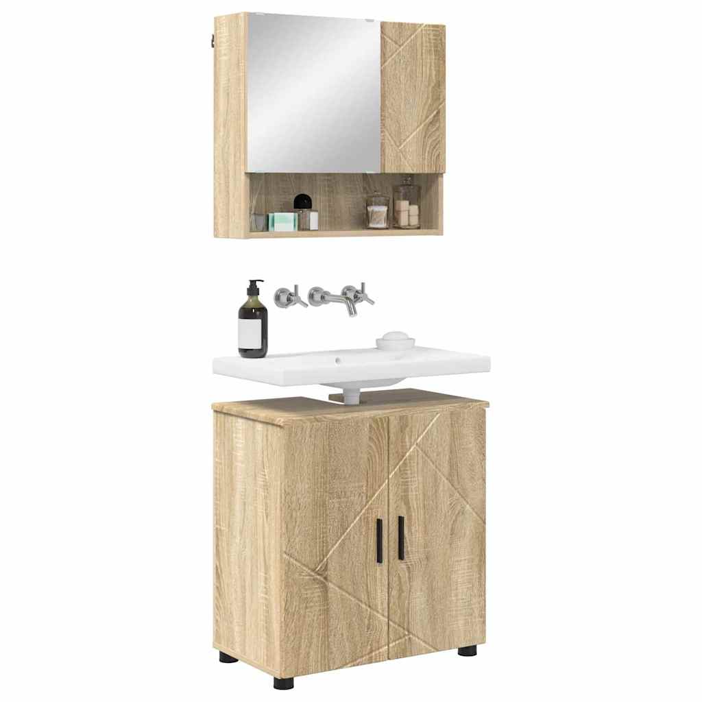 Badezimmermöbel-Set mit Tür 2 pcs Weiß Holzwerkstoff & Metall