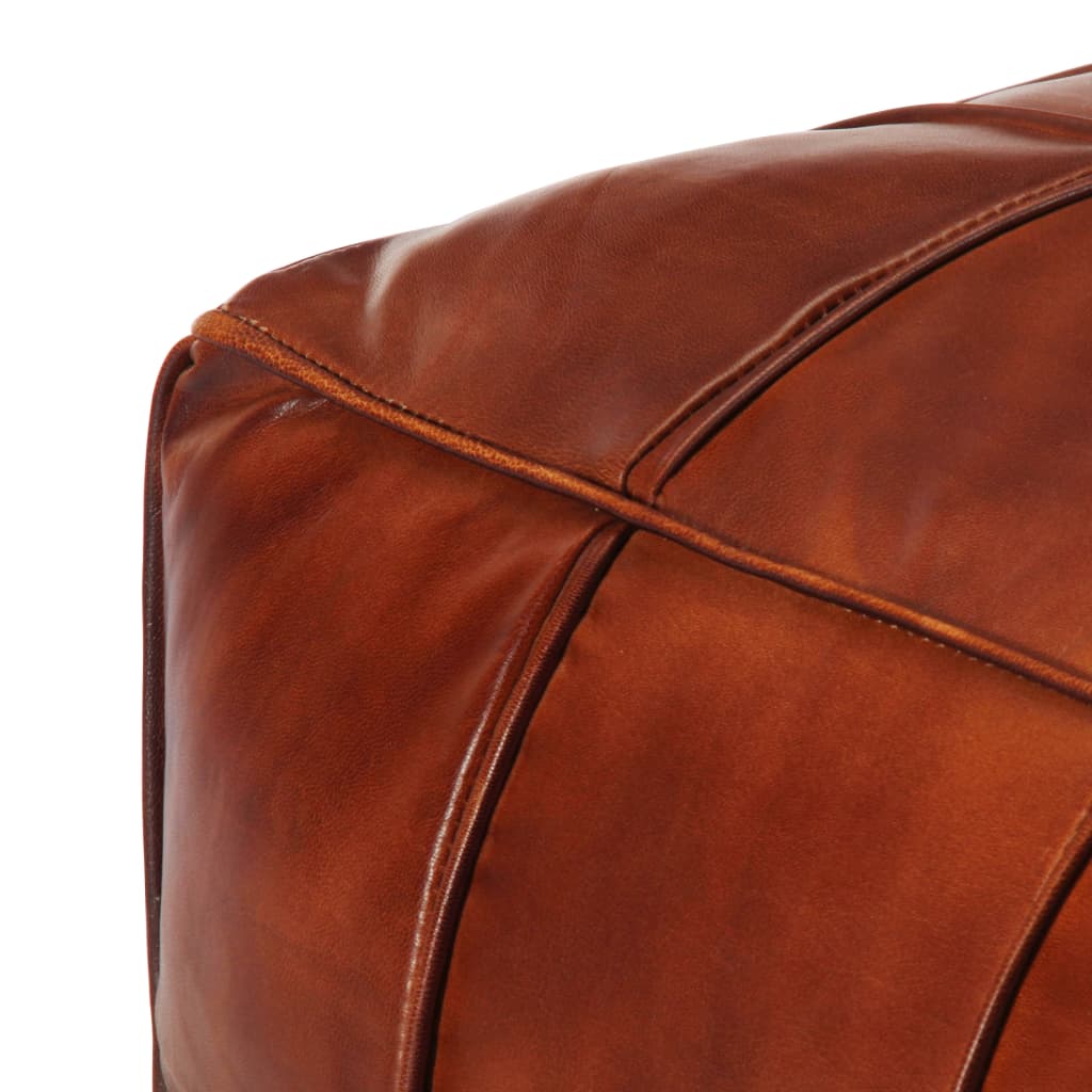 Pouf Dunkelbraun 60 x 60 x 30 cm Echtes Ziegenleder