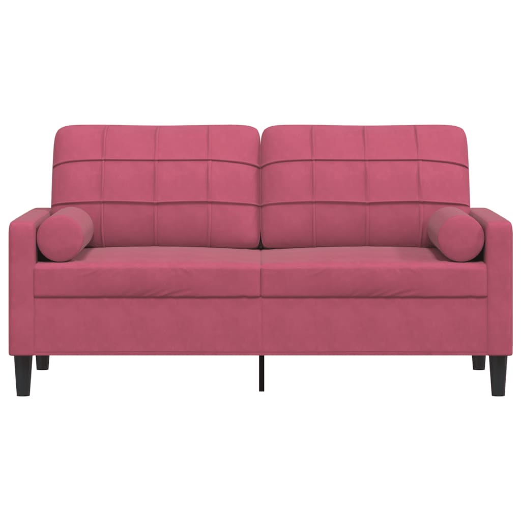 2-Sitzer-Sofa mit Zierkissen Hellgrau 120 cm Samt