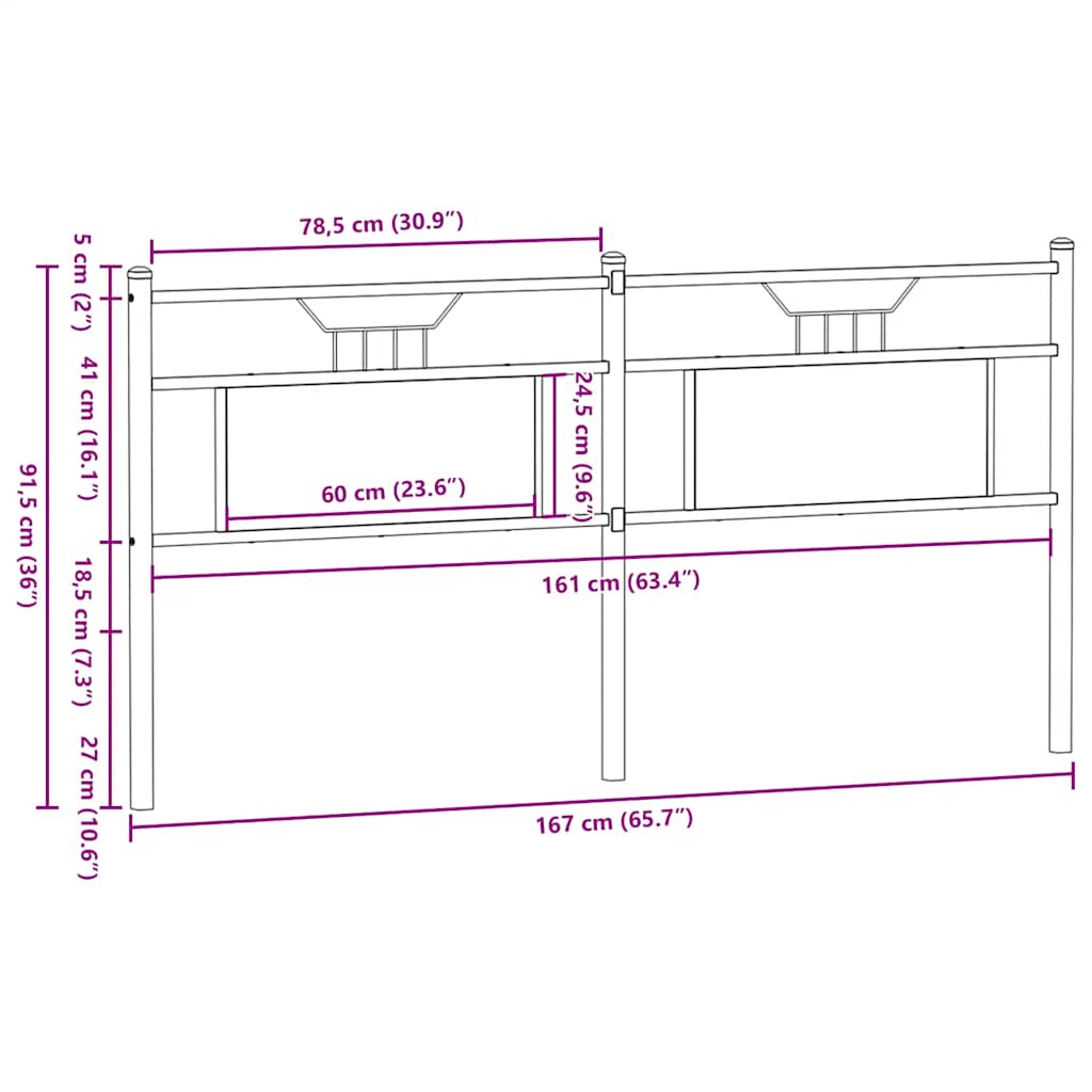 Ersatz-Kopfteil Räuchereiche 75 cm Holzwerkstoff und Stahl