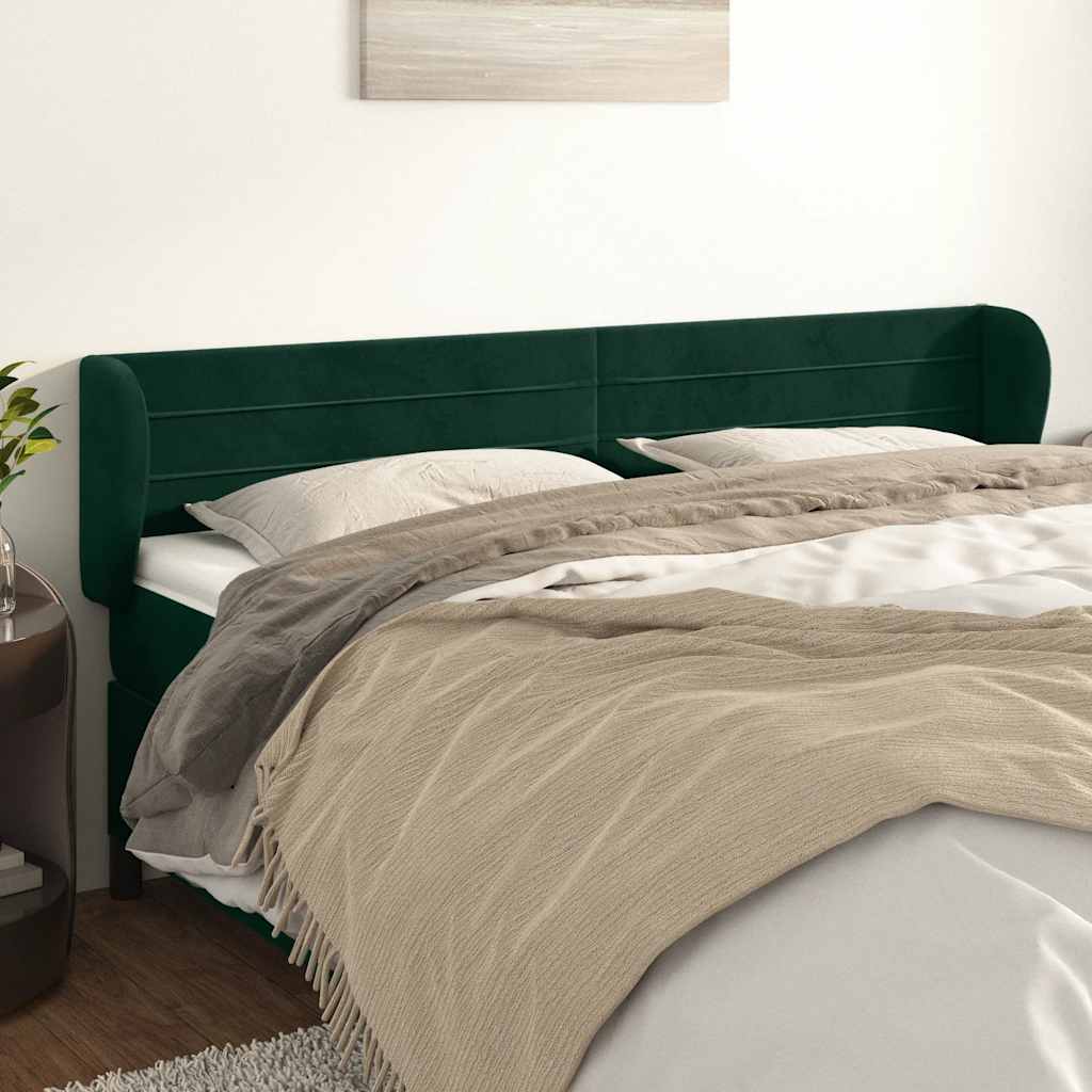 Kopfteil mit Ohren Dunkelblau 203x23x118/128 cm Samt