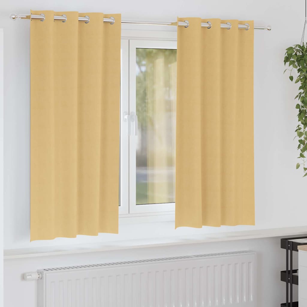 Verdunkelungs-Vorhänge mit Ringen 2 pcs Beige 140 x 140 cm