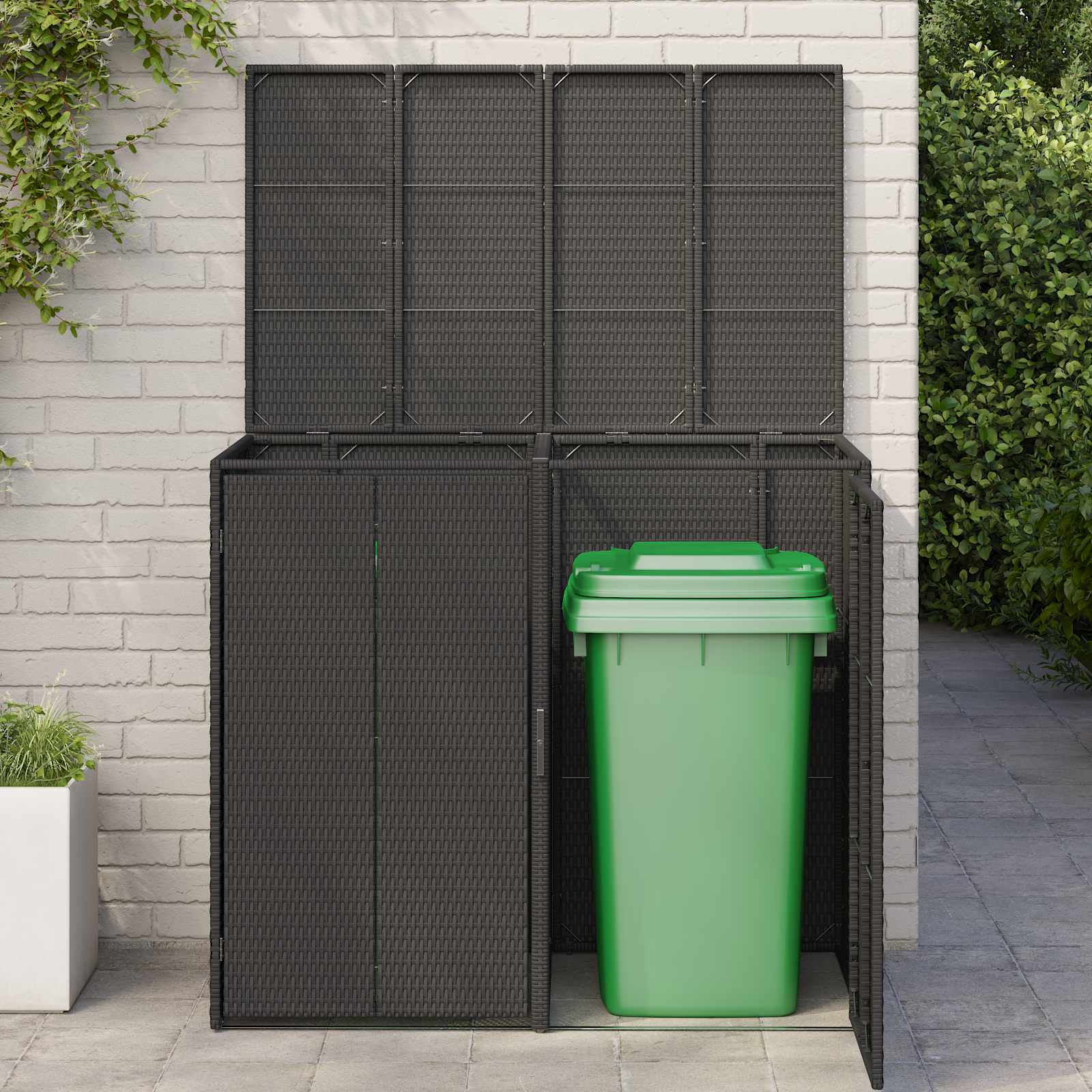 Mülltonnenbox Schwarz 65 x 80 x 115 cm Polyethylen