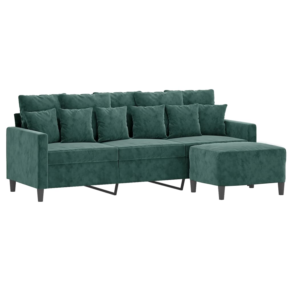 3-Sitzer-Sofa mit Hocker Rosa 180 cm Samt