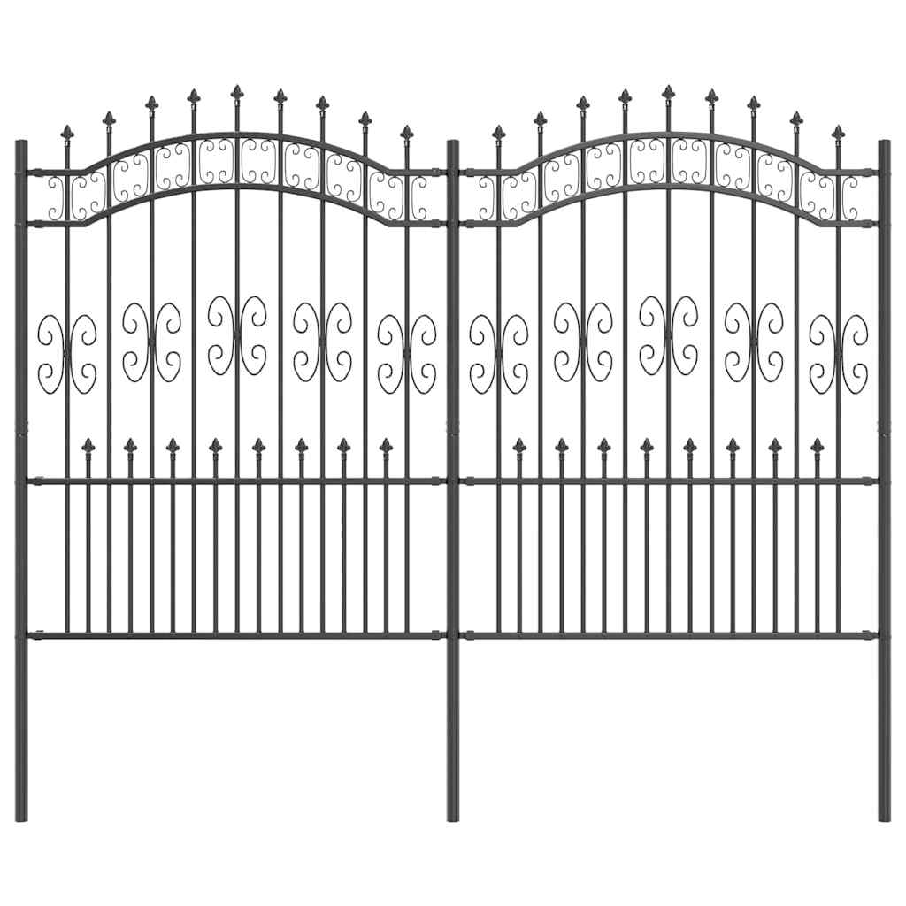 Gartenzaun KAMPEN mit Speerspitze Schwarz 240 x 75 cm Stahl