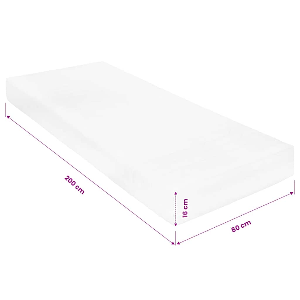 Matratze 80 x 200 cm 7 Zonen PU Schaum 16 cm H2 H3