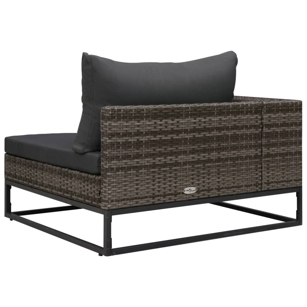 5-tlg. Garten-Sofagarnitur mit Auflagen Poly Rattan Grau