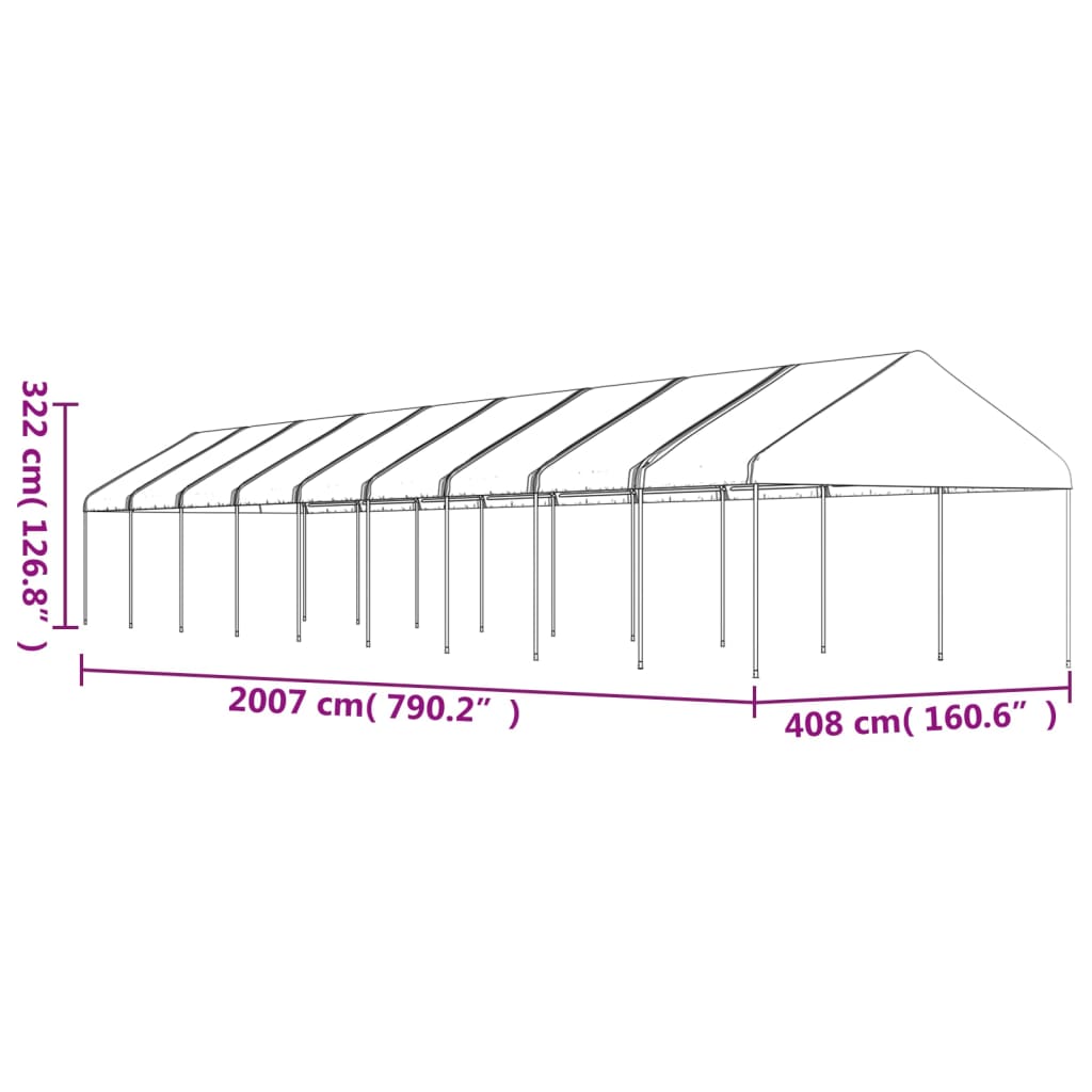 Pavillon mit Dach Weiß 4,46x4,08x3,22 m Polyethylen