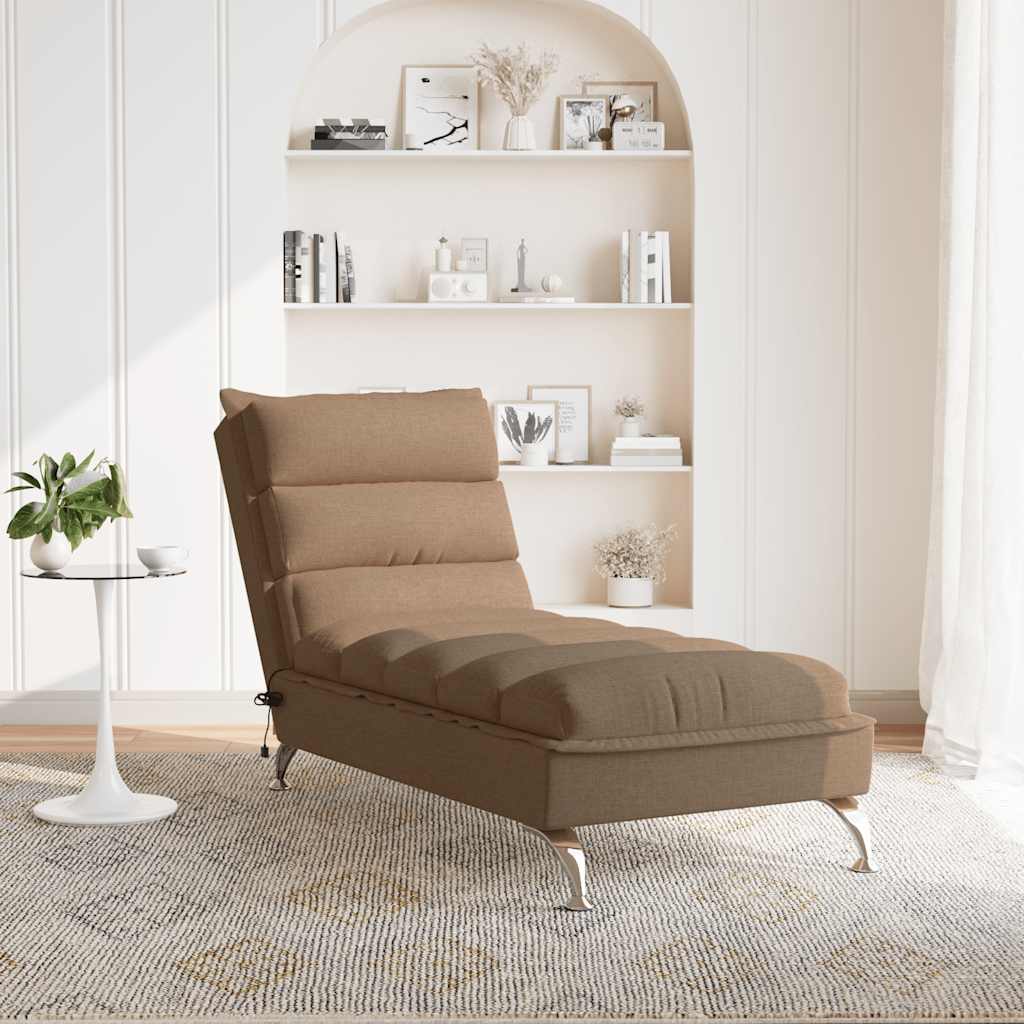 Chaiselongue mit Kissen Hellgrau Stoff