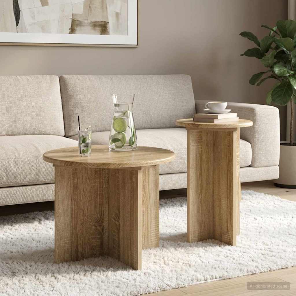 Beistelltisch-Set mit Speicher 2 pcs Weiß Holzwerkstoff