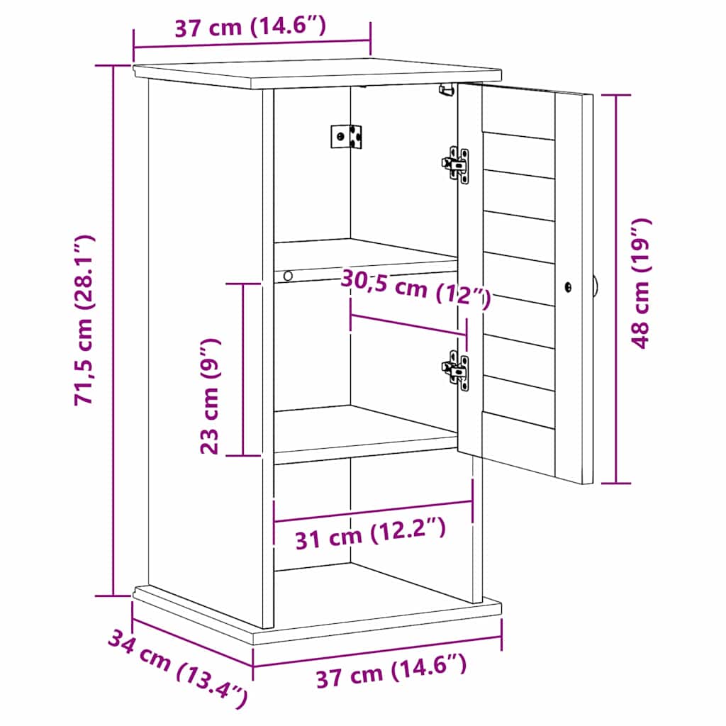 Badezimmerschrank VIGO Braun und Honigbraun 37 x 34 x 71,5 cm