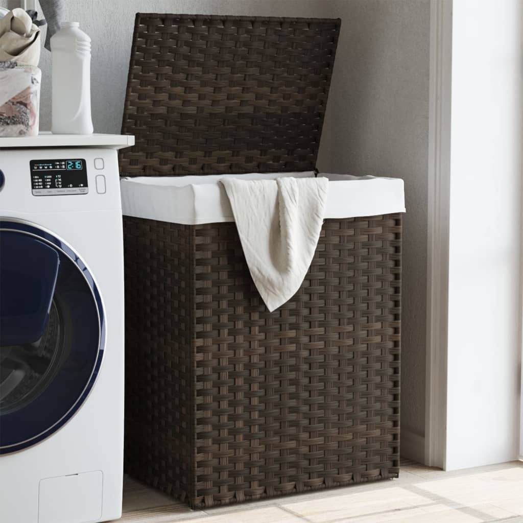 Wäschekorb mit Deckel 46x33x60 cm Poly Rattan