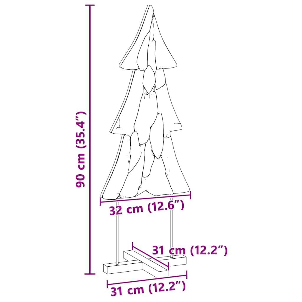 Weihnachtsbaum mit Ständer Braun 90 cm Massivholz Teak