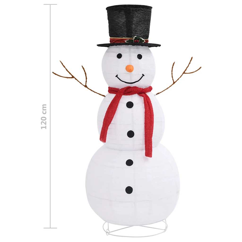 LED-Schneemann Weihnachtsfigur Luxus-Stoff 60 cm