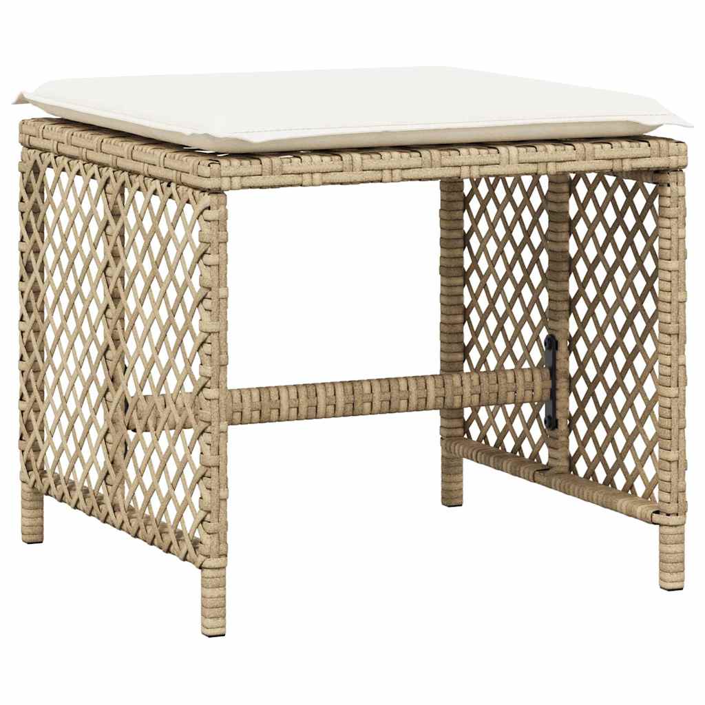 Gartenhocker mit Kissen 4 Stk. Schwarz 41x41x36 cm Poly Rattan