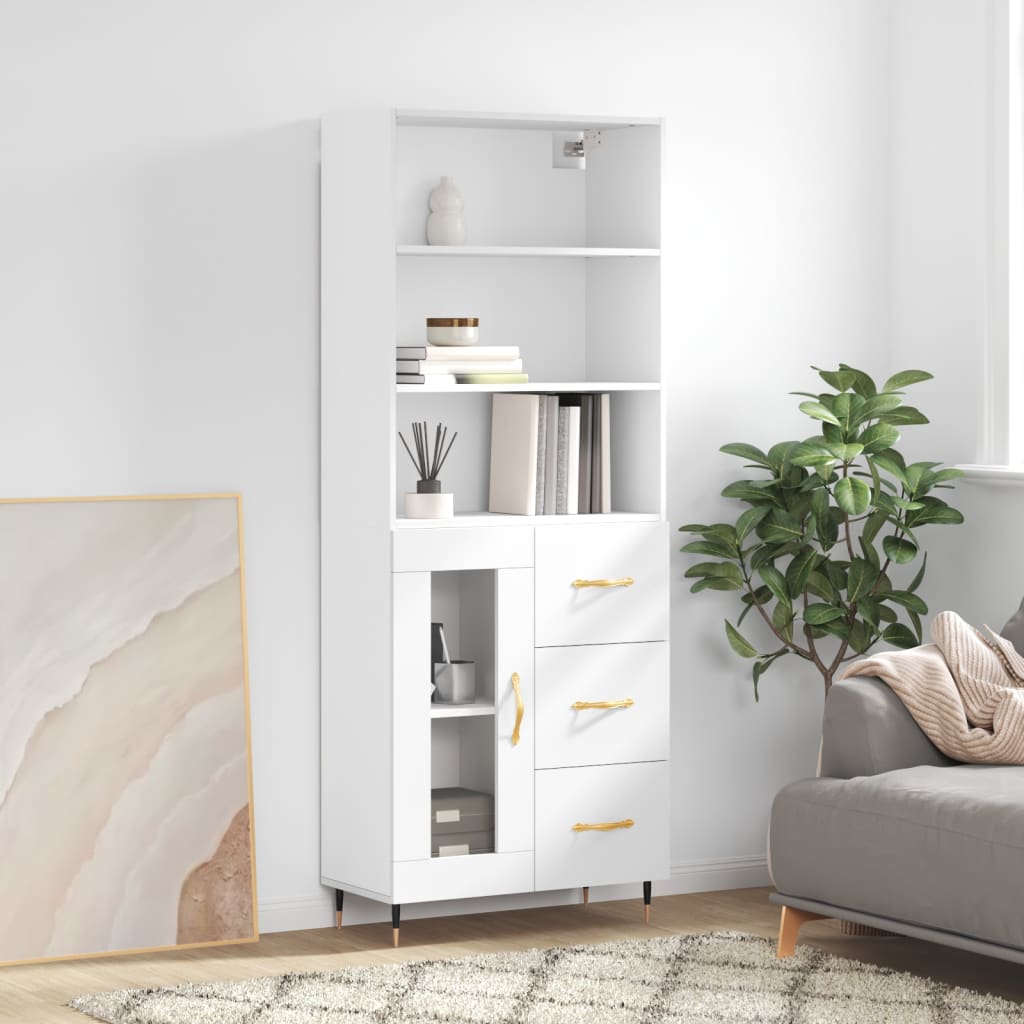 Highboard Betongrau 69,5x34x180 cm Holzwerkstoff