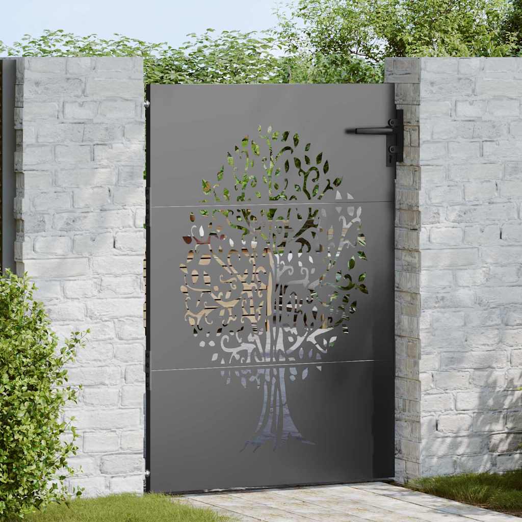 Gartentor 85x75 cm Cortenstahl Baum-Design