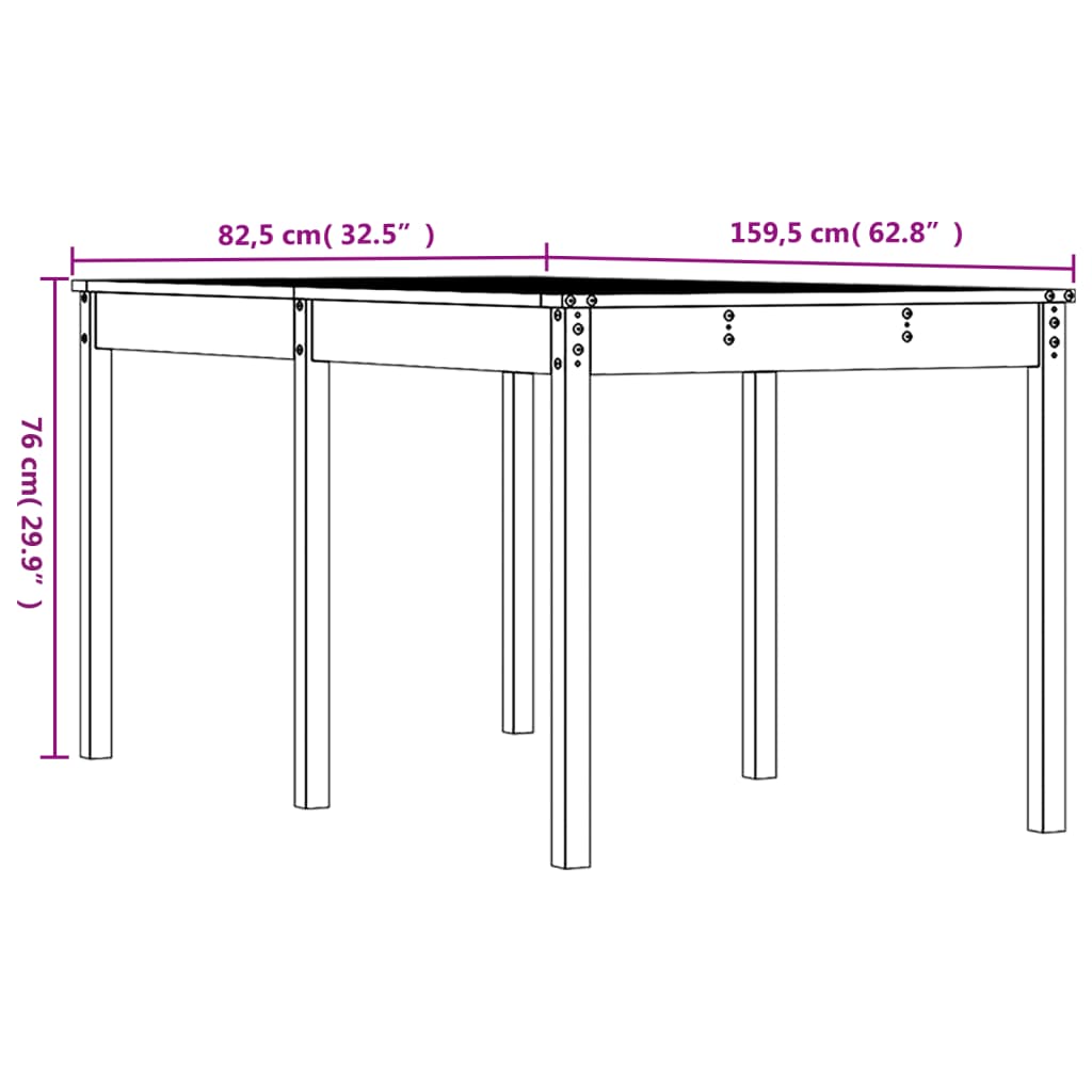 Gartentisch 82,5x82,5x76 cm Massivholz Kiefer