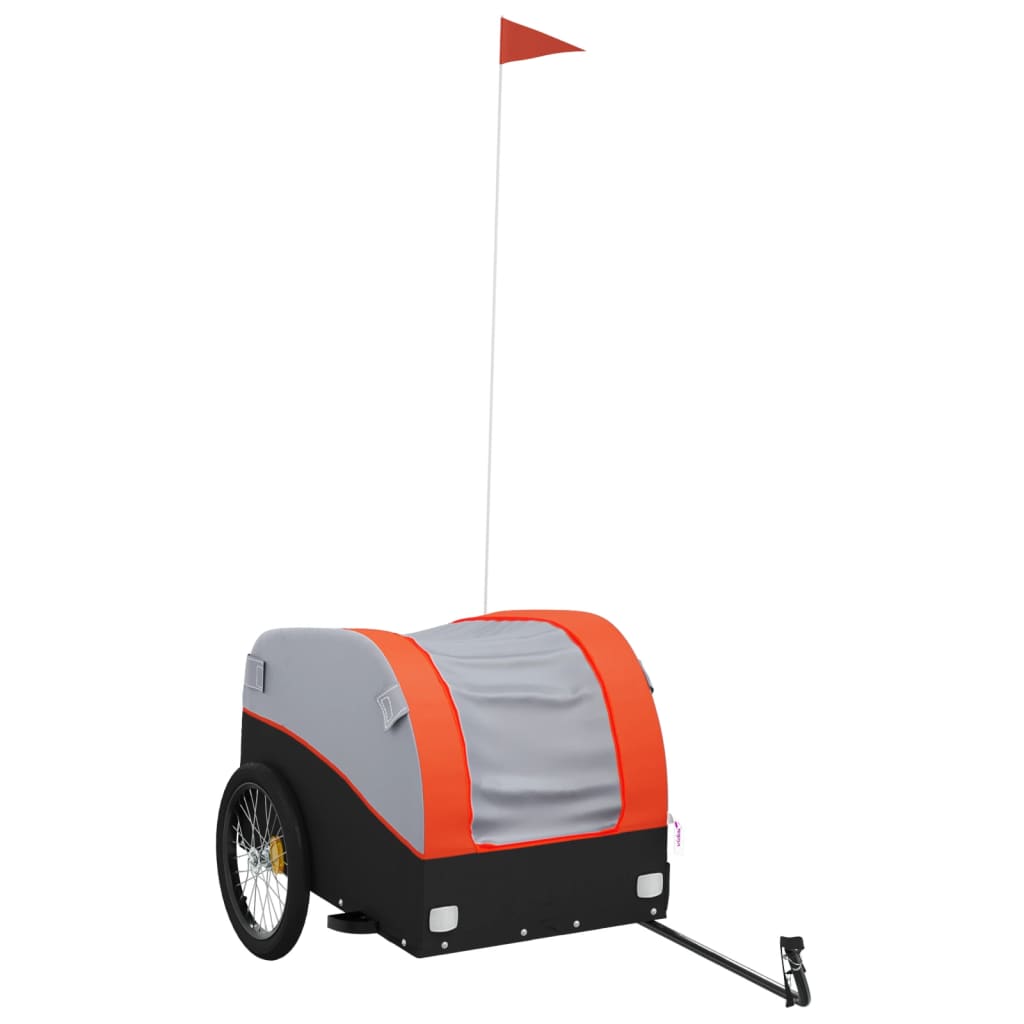 Fahrradanhänger Schwarz und Orange 30 kg Eisen