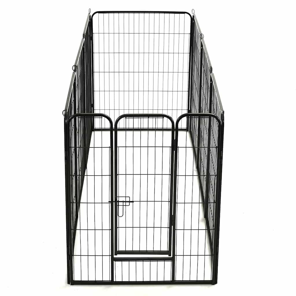 Hunde-Laufgitter 8 Paneele Stahl 60 x 80 cm Schwarz