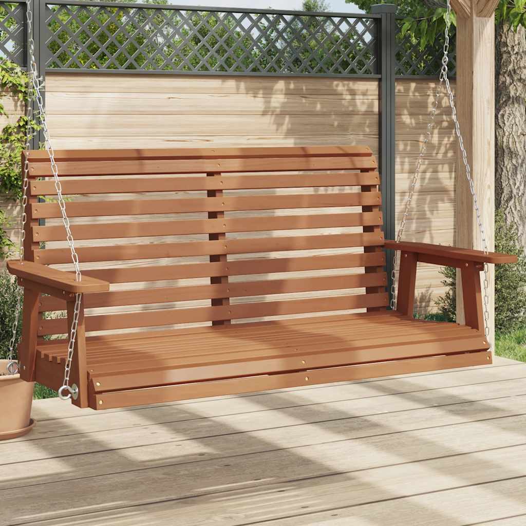 Garten-Hängestuhl mit Metallketten Braun Massivholz Tanne