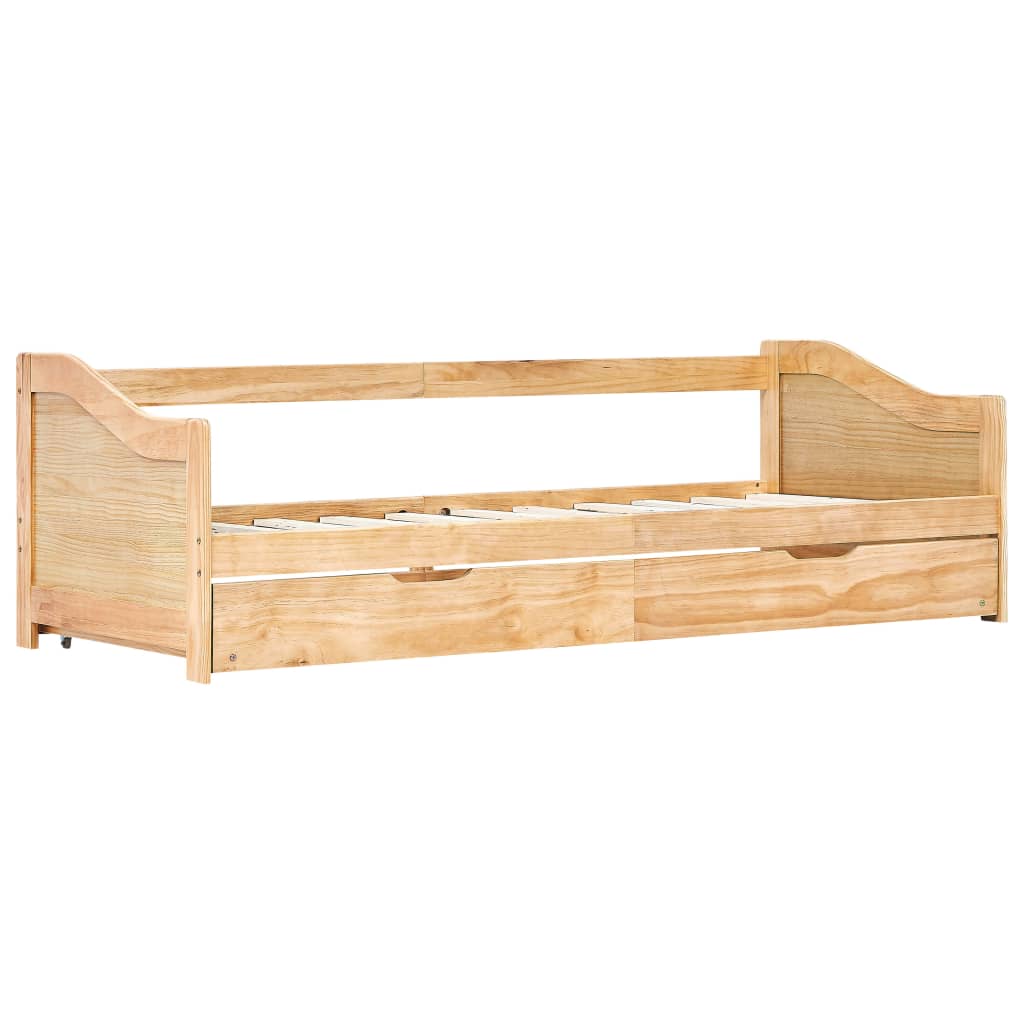 Ausziehsofa Bettgestell Weiß Kiefernholz 90×200 cm