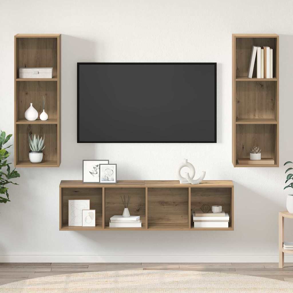 3-tlg. TV-Schrank-Set Weiß Holzwerkstoff