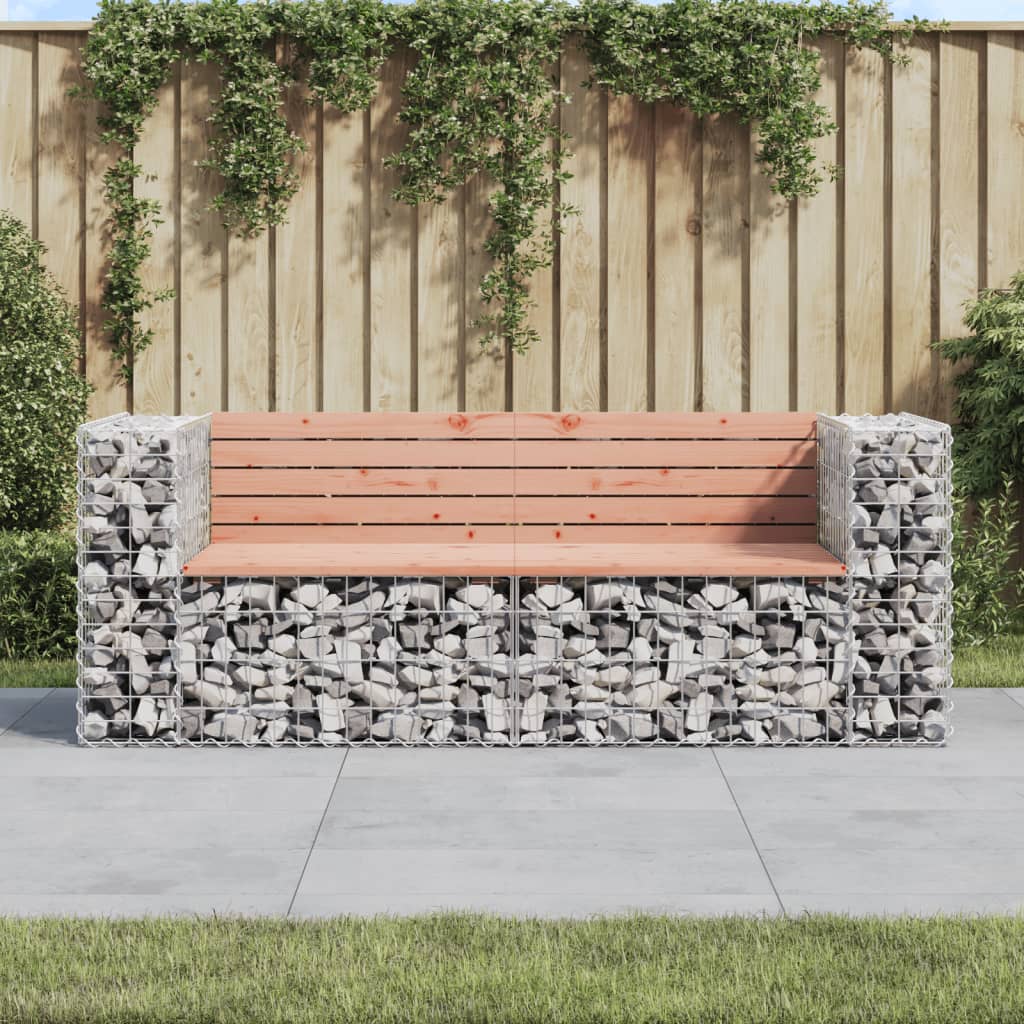 Gartenbank aus Gabionen 184x71x65,5 cm Kiefernholz Imprägniert