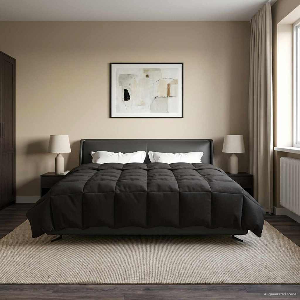 Winterbettdecke Gepolstert Anthrazit 240 x 260 cm Mikrofaser