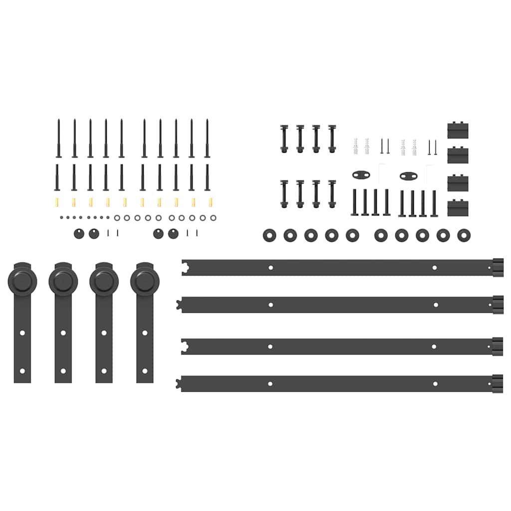 Schiebetürbeschlag-Set 183 cm Stahl Schwarz