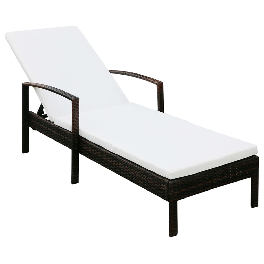 Sonnenliege mit Armlehnen Poly Rattan Grau