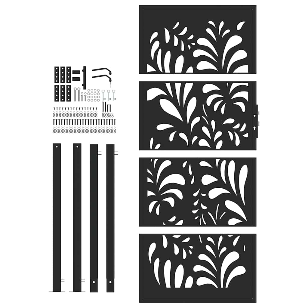 Gartentor Schwarz 100x100 cm Stahl Lichtdesign