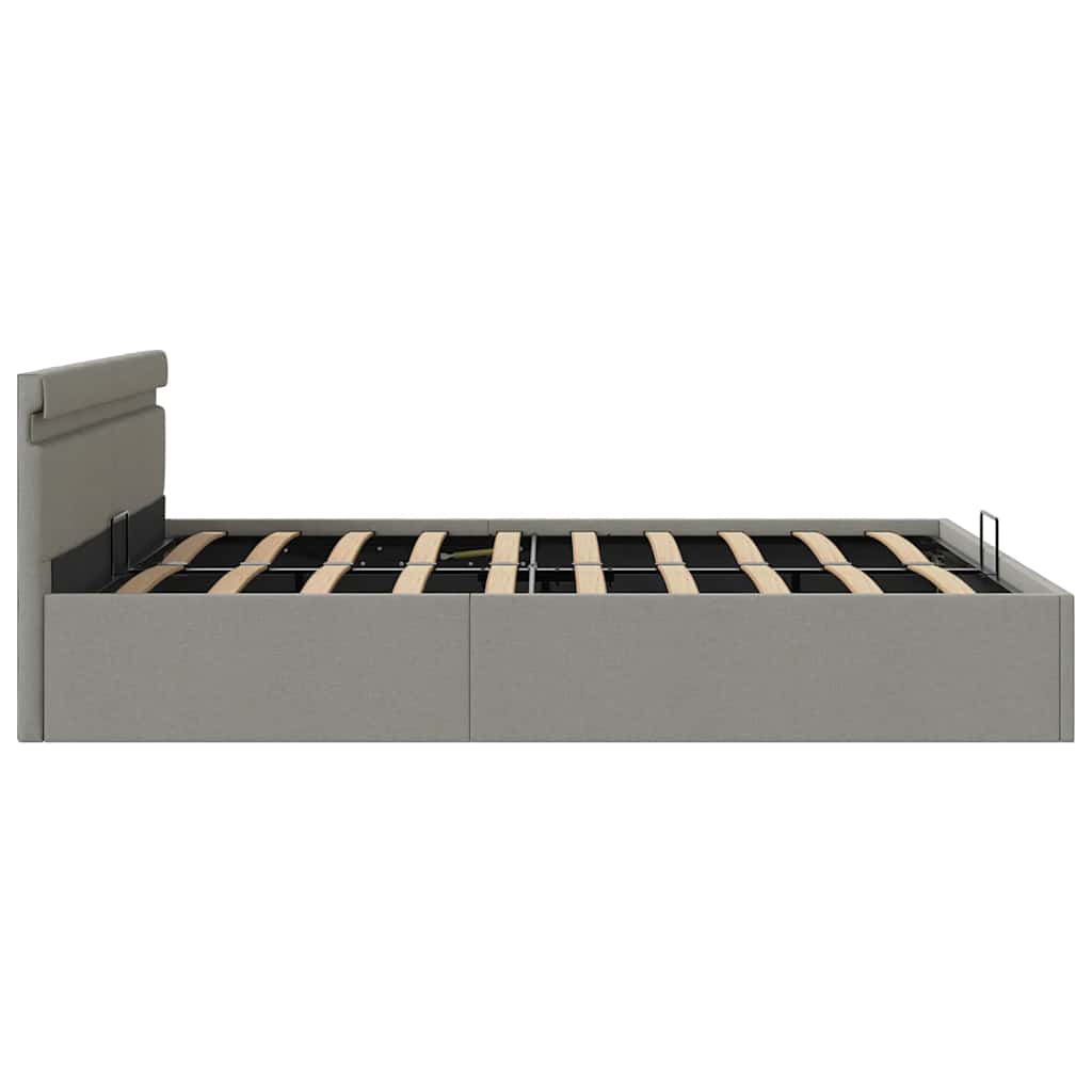Bett mit Bettkasten Hydraulisch LED Dunkelgrau Stoff 90x200 cm