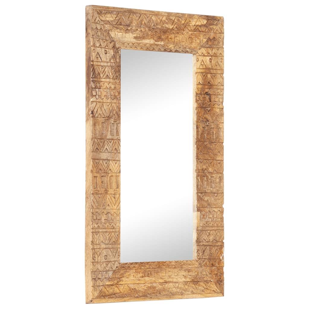 Handgeschnitzter Spiegel 50x50x2,5 cm Massivholz Mango