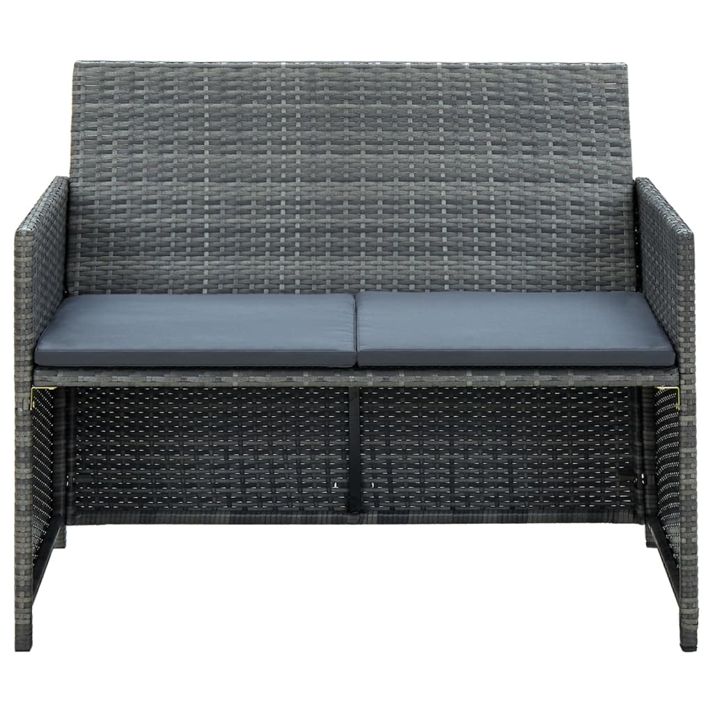 2-Sitzer-Gartensofa mit Polstern Braun Poly Rattan