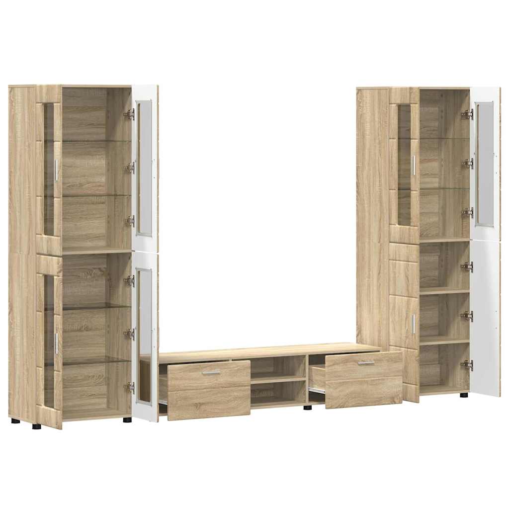 Highboard mit Regal FLORIN Weiß 60 x 35 x 182 cm Holzwerkstoff