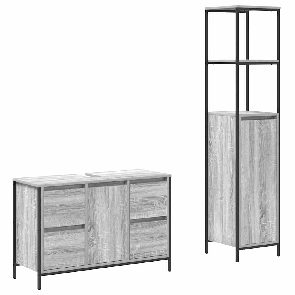 Badezimmermöbel Set mit Schubladen 2 pcs Schwarz Eichen-Optik