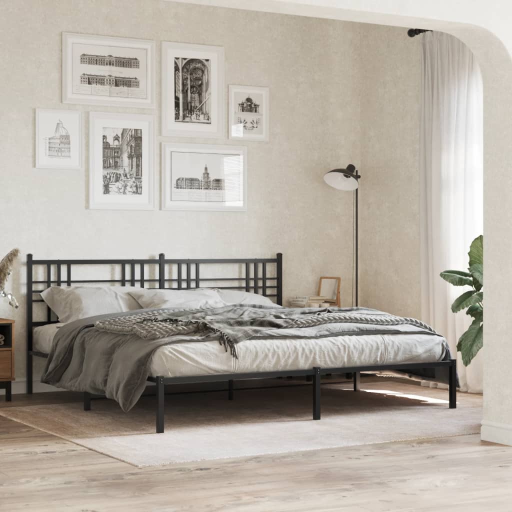 Bettgestell mit Kopf- und Fußteil Metall Schwarz 90x200 cm