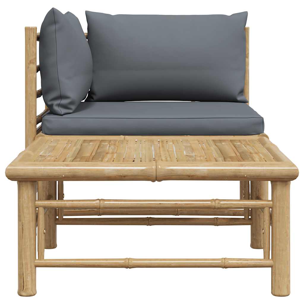 3-tlg. Garten-Lounge-Set mit Kissen Bambus
