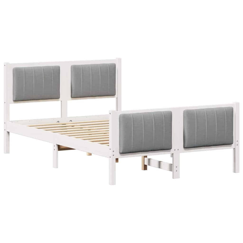 Bettgestell Braun und hellgrau 200 x 200 cm Massivholz Kiefer