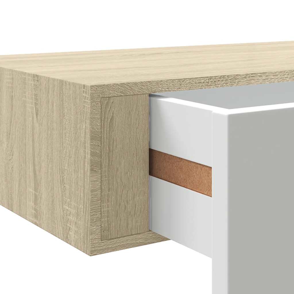 Wandregal mit Schublade Weiß 40x23,5x10 cm MDF