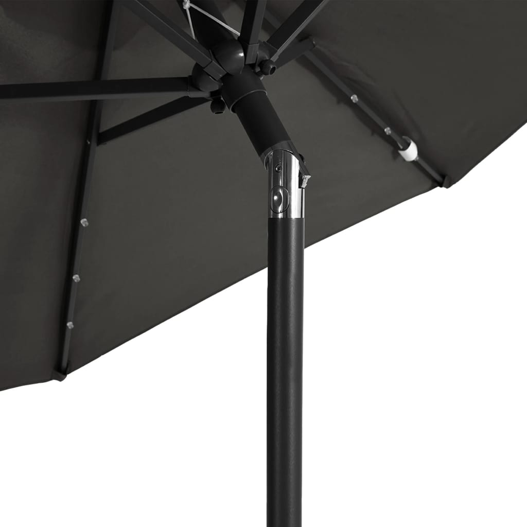 Sonnenschirm mit LED und Stahlmast Weiß 225x225x212 cm