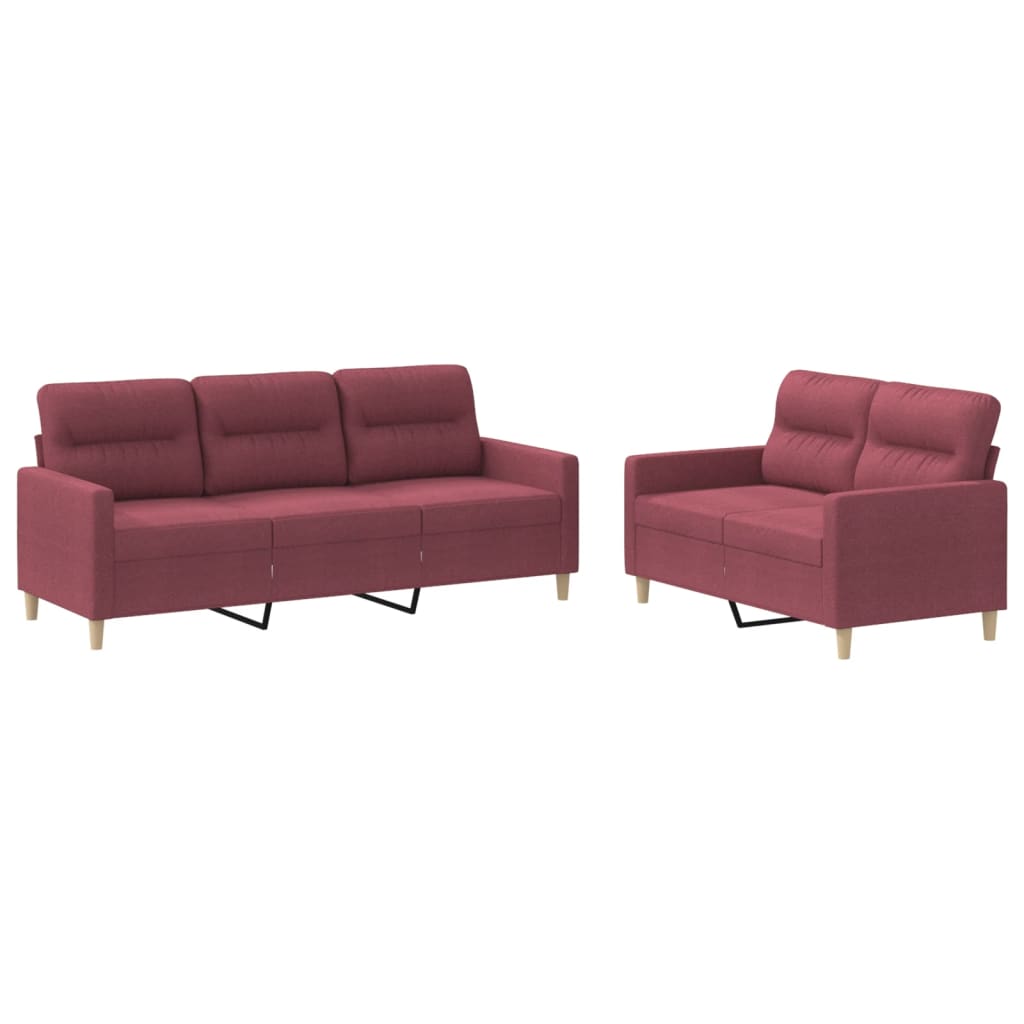 3-tlg. Sofagarnitur mit Kissen Taupe Stoff