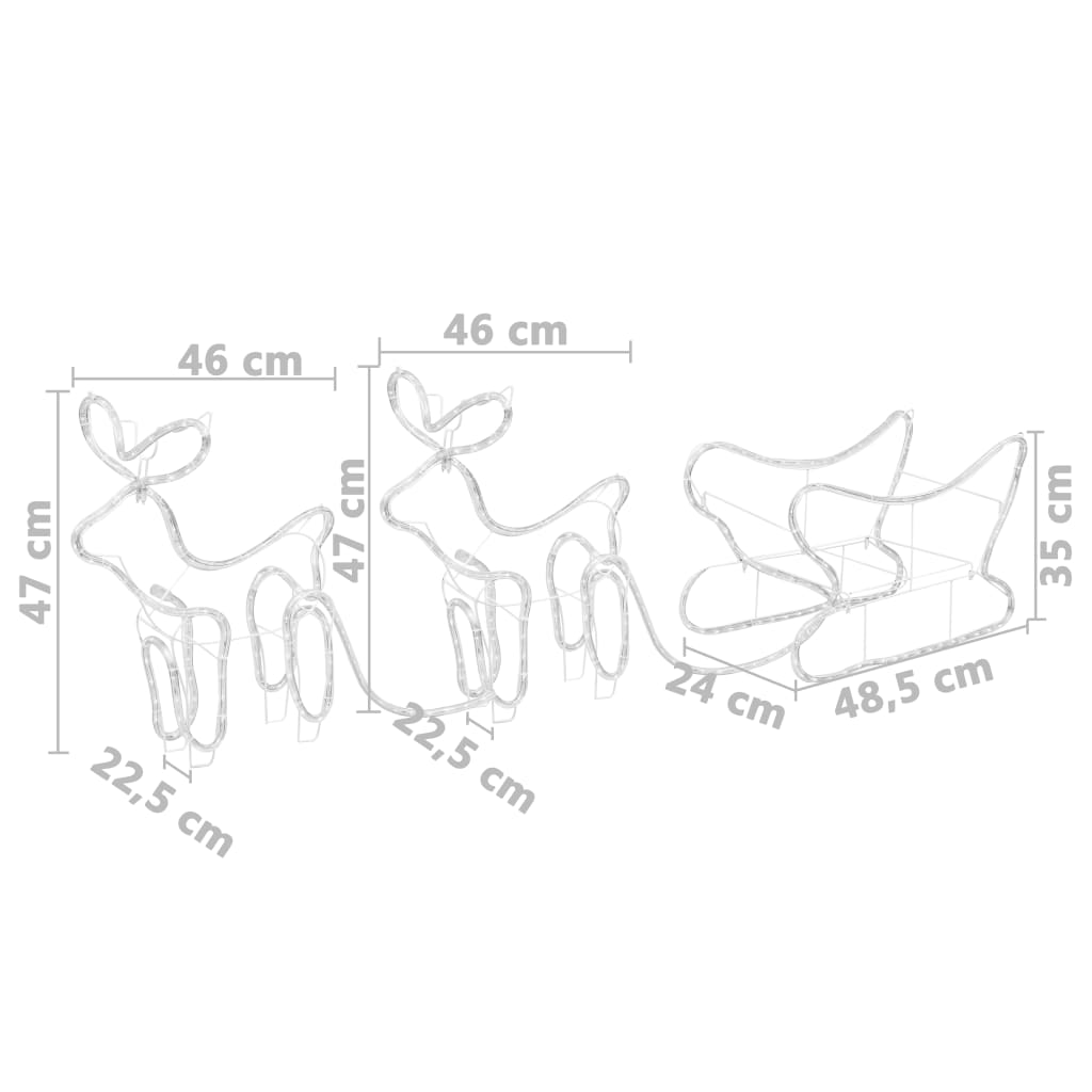 Weihnachtsdekoration Rentiere und Schlitten Outdoor 252 LEDs