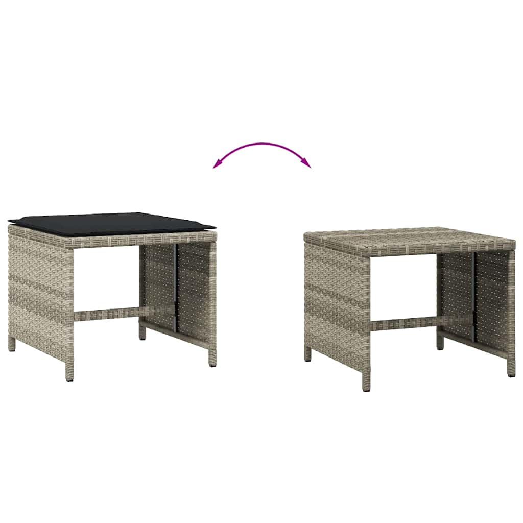Gartenhocker mit Kissen 4 Stk. Schwarz 41x41x36 cm Poly Rattan